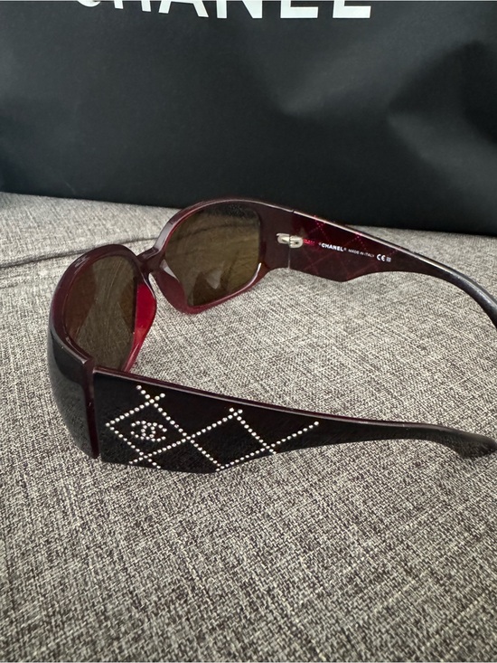 CHANEL Accessories - AUTHENTIC CHANEL Dark Burgundy Crystal-Studded Women's Sunglasses